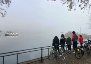 Participants in the DGFlake project during a bike ride around the lake